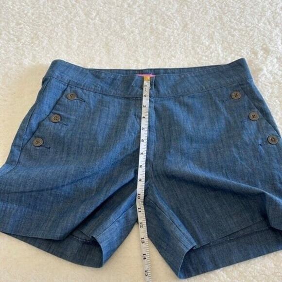 ISAAC MIZRAHI Shorts Women's Blue Mid Rise Size 8 Cotton Button Design Pockets - Picture 7 of 8
